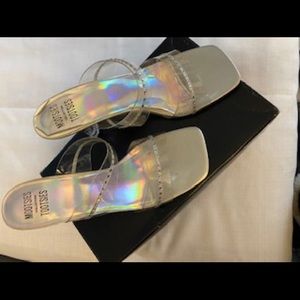 Clear heeled slides